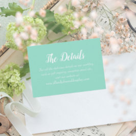 Seafoam Eenvoudige Stijl Trouwdetails Informatiekaartje