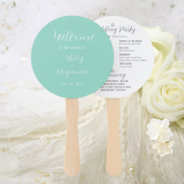 Seafoam Eenvoudige Trouwceremonie Programma Handwaaier