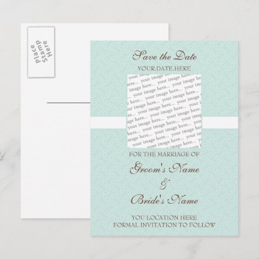 Seafoam Eggshell Bewaar de datum Briefkaart (Voorkant / Achterkant)