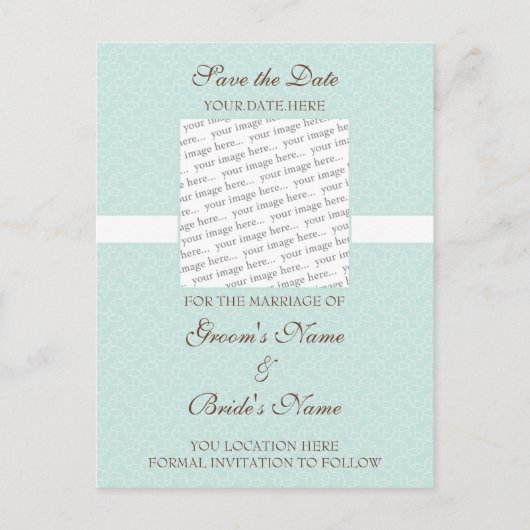 Seafoam Eggshell Bewaar de datum Briefkaart (Voorkant)