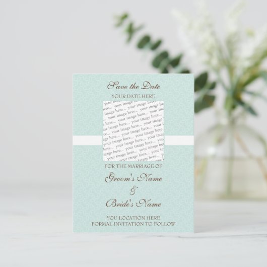 Seafoam Eggshell Bewaar de datum Briefkaart (Staand voorkant)