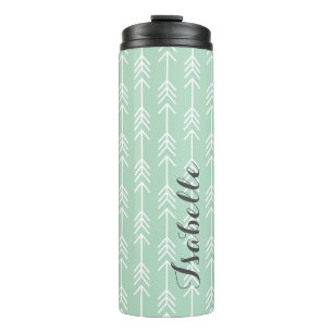 Seafoam en Grijze Pijlen Monogram Thermosbeker