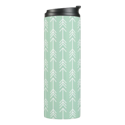 Seafoam en Grijze Pijlen Monogram Thermosbeker (Gedraaid links)
