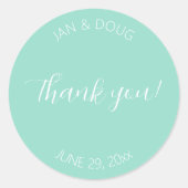 Seafoam gestileerde bruiloft dank u ronde sticker (Voorkant)