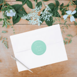 Seafoam gestileerde bruiloft Save the Date Ronde Sticker