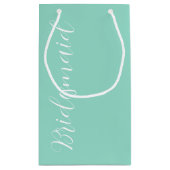 Seafoam gestileerde script bruiloft bruidsmeisje klein cadeauzakje (Achterkant)