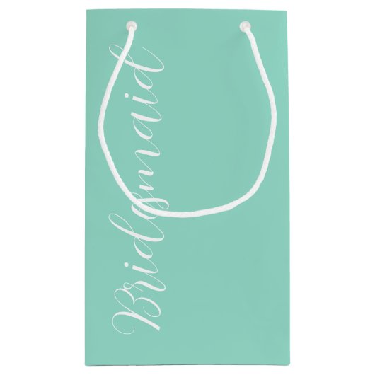 Seafoam gestileerde script bruiloft bruidsmeisje klein cadeauzakje (Achterkant)