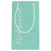Seafoam gestileerde script bruiloft bruidsmeisje klein cadeauzakje (Voorkant)
