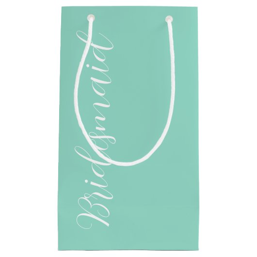 Seafoam gestileerde script bruiloft bruidsmeisje klein cadeauzakje (Voorkant)