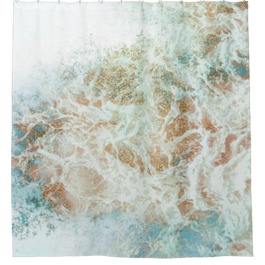 Seafoam Glitter Marble Douchegordijn (Voorkant)
