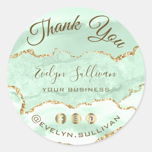 Seafoam Green Agaat Dank u Ronde Sticker (Voorkant)