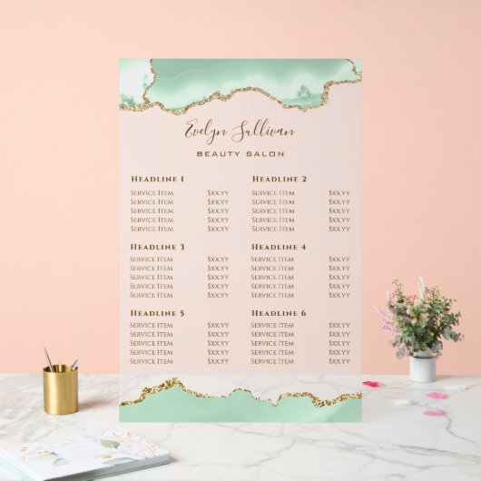 Seafoam Green Agaat prijslijst Acryl Bord (Huwelijk)