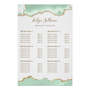 Seafoam Green Agaat prijslijst Glossy Perfect Poster