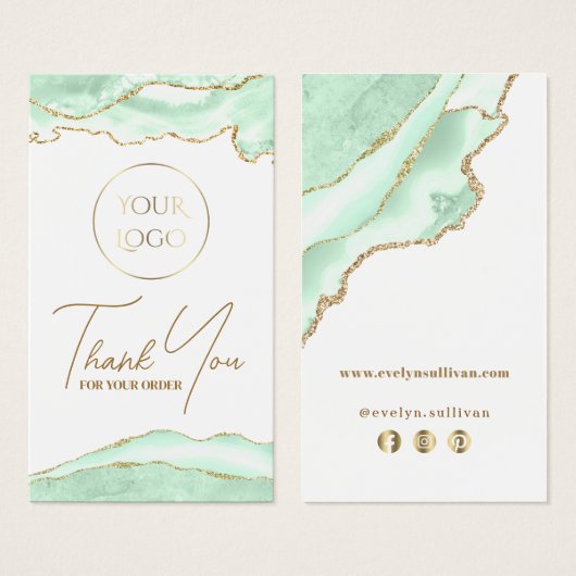 Seafoam green agate bijsluiter visitekaartje (Voorkant /achterkant)