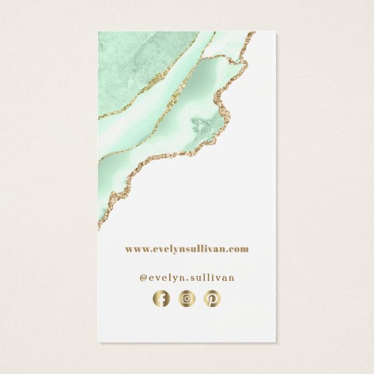 Seafoam green agate bijsluiter visitekaartje (Achterkant)