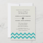 Seafoam Green & Blauwgroen Chevron Wedding Invitat Kaart (Voorkant)