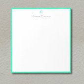 Seafoam Green Border and Heart Custom Script Name Notitieblok