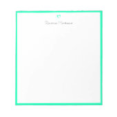Seafoam Green Border and Heart Custom Script Name Notitieblok (Voorkant)