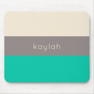 Seafoam Green Color Block Pattern met naam Muismat