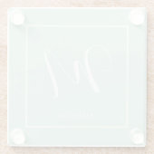 Seafoam Green Custom Monogram Naam Glazen Onderzetter (Achterkant)