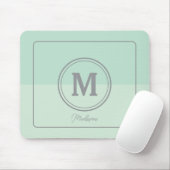 Seafoam Green Custom Monogram Naam Muismat (Met muis)