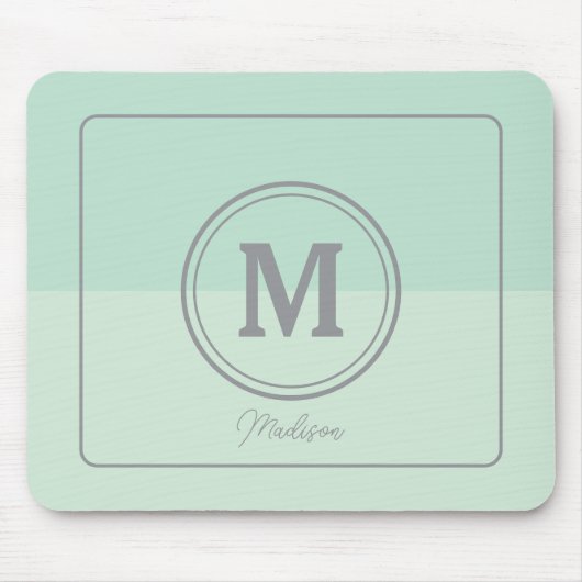 Seafoam Green Custom Monogram Naam Muismat (Voorkant)
