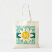 Seafoam Green Damask; Spring Daisy Tote Bag (Voorkant)