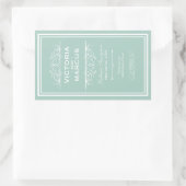 Seafoam Green Elegant Bruiloft Monogram Wijnfles Rechthoekige Sticker (Tas)