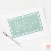 Seafoam Green Elegant Bruiloft Monogram Wijnfles Rechthoekige Sticker (Envelop)