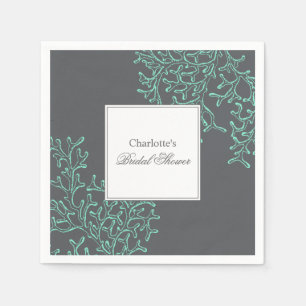 Seafoam Green en Gray Coastal Theme Vrijgezellenfe Servet