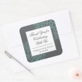 Seafoam Green en Gray Coastal Weddenschap Dank u Vierkante Sticker (Envelop)