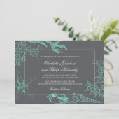 Seafoam Green en Grey Coastal Wedding Kaart (Staand voorkant)