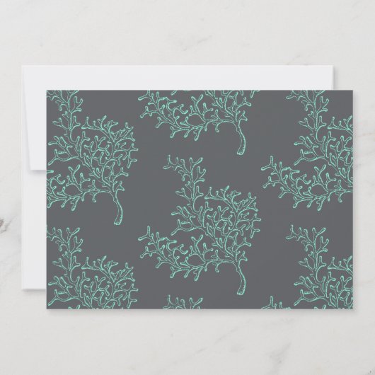 Seafoam Green en Grey Coastal Wedding Kaart (Achterkant)