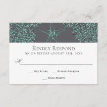Seafoam Green en Grey Coastal Wedding RSVP