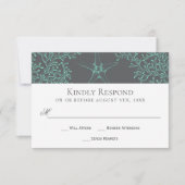 Seafoam Green en Grey Coastal Wedding RSVP (Voorkant)