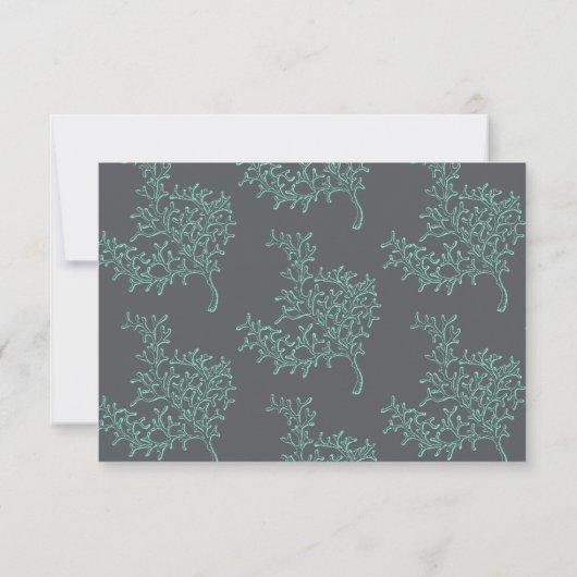 Seafoam Green en Grey Coastal Wedding RSVP (Achterkant)