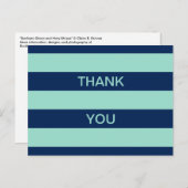 Seafoam Green en Navy Stripes Dank u Briefkaart (Voorkant / Achterkant)