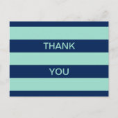 Seafoam Green en Navy Stripes Dank u Briefkaart (Voorkant)