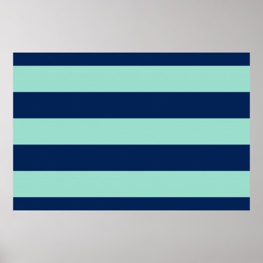 Seafoam Green- en Navy Stripes Poster (Voorkant)