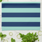 Seafoam Green- en Navy Stripes Theedoek (Gevouwen)