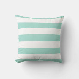 Seafoam Green en White Bold Stripes Kussen