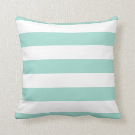 Seafoam Green en White Bold Stripes Kussen