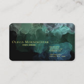 Seafoam Green Fluid Ink Abstract op zwart Visitekaartje (Achterkant)