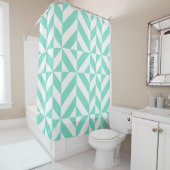 Seafoam Green Geometric Cube Pattern Douchegordijn (In situ)