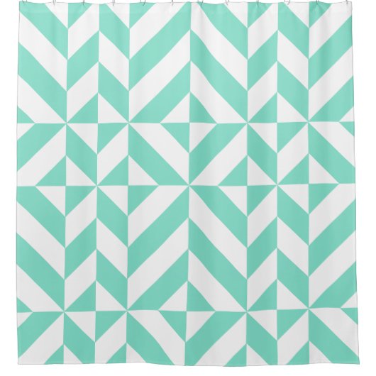Seafoam Green Geometric Cube Pattern Douchegordijn (Voorkant)
