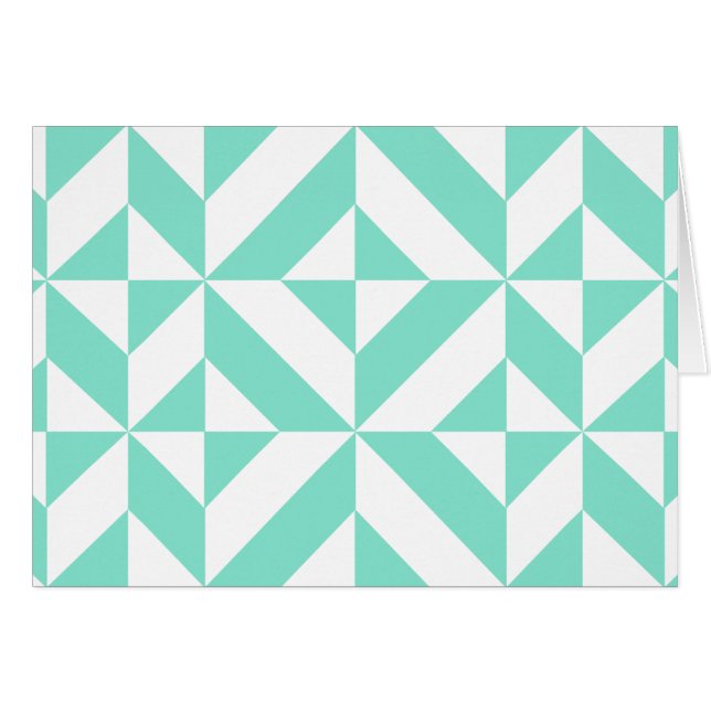 Seafoam Green Geometric Deco Cube Patroon (Voorkant Horizontaal)