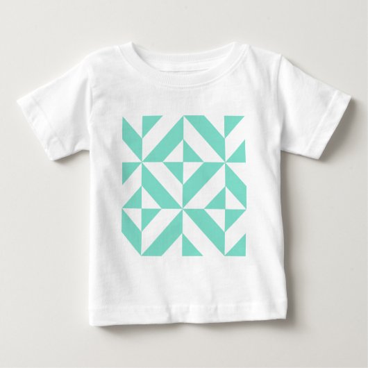 Seafoam Green Geometric Deco Cube Patroon (Voorkant)