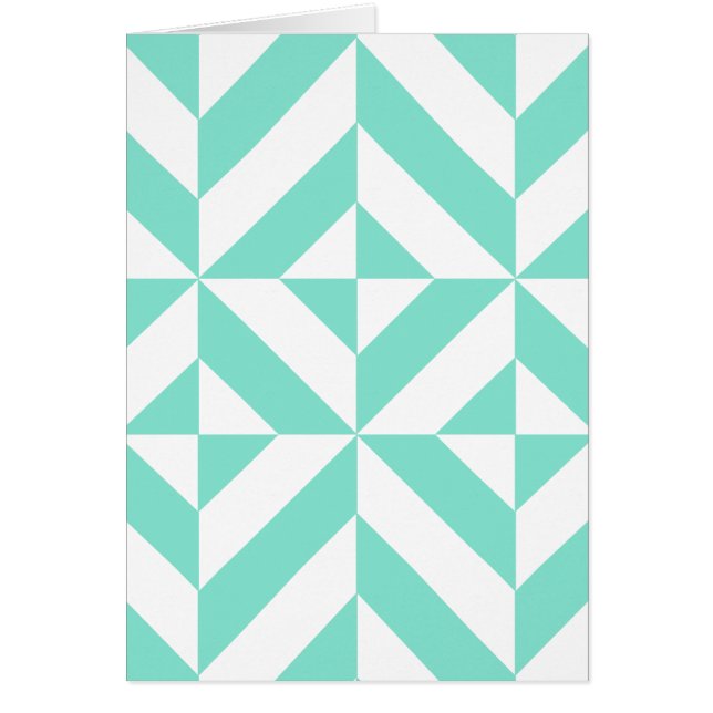 Seafoam Green Geometric Deco Cube Patroon (Voorkant)