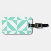 Seafoam Green Geometric Deco Cube Patroon Bagagelabel (Voorkant horizontaal)