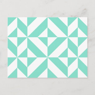 Seafoam Green Geometric Deco Cube Patroon Briefkaart